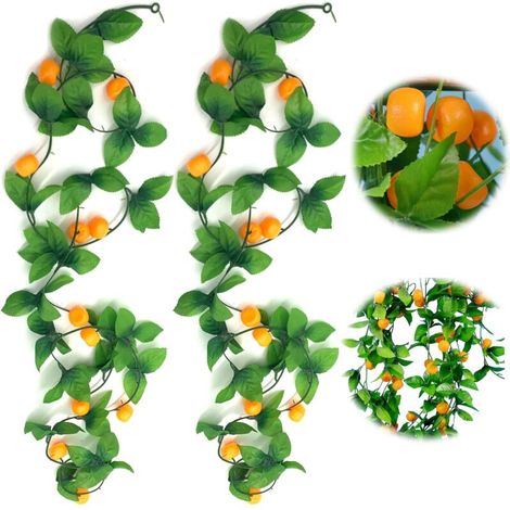 2 Pcs Artificielle En Plastique Fruit,Oranges Artificielles Fruits,Faux Fruits Artificiels,Kumquat Artificiel Et Vigne De Kumquat,Utilisé Pour La DéCoration De Meubles,Et Les Accessoires