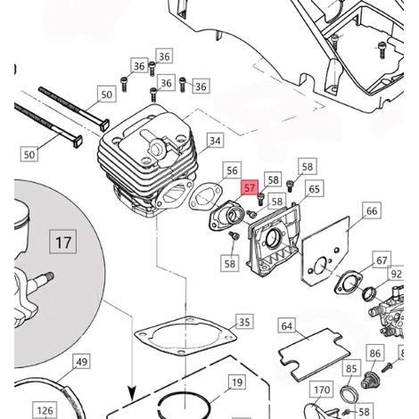 Collettore ORIGINALE BLUEBIRD per motosega CS 590 CS590-57 (1/2)