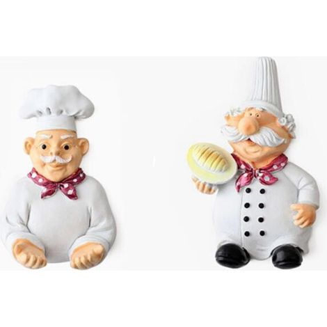 2 Pièces Mignon Chef Résine Crochets, Autocollants Porte-serviettes Crochet Adhésif Imperméable Crochets Muraux Cintres
