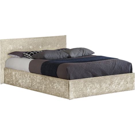3ft Crushed Velvet Ottoman Bed Frame in Cream