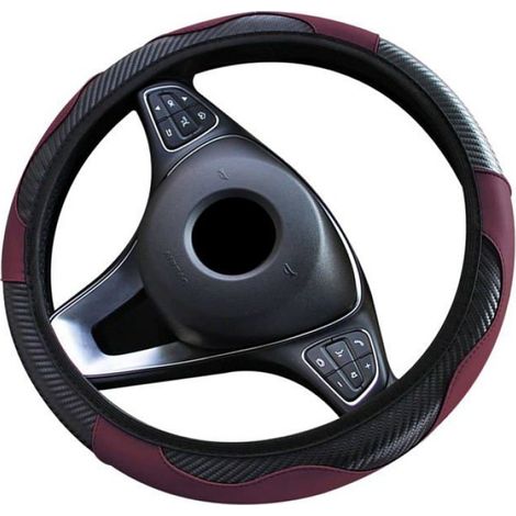 Housse de volant en cuir microfibre antidérapant universel pour voiture,housse de volant en similicuir pour accessoires,Bordeaux (1/4)