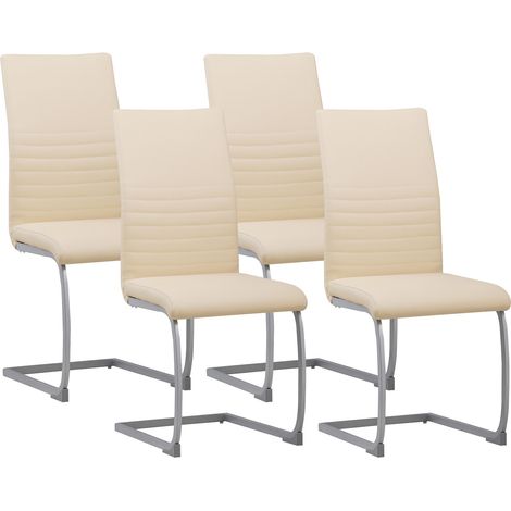 Albatros Freischwinger Stühle 4er Set MURANO, Beige - Esszimmerstuhl Schwingstuhl mit modernem Design, Kunstleder-Bezug, dicke Polsterung, Küchenstuhl, Polsterstuhl, Stuhl Esszimmer Esstisch