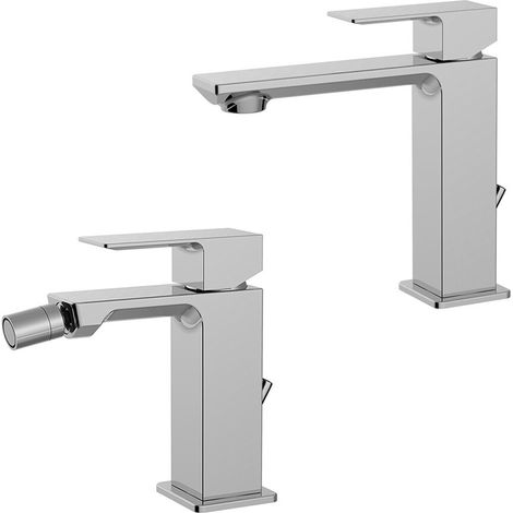 Set miscelatori lavabo e bidet cromati in ottone con scarico automatico Elle Paffoni (1/5)