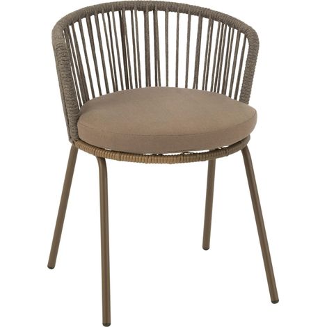 Chaise design en acier et corde marron assise confortable - Marron corde naturelle (1/5)