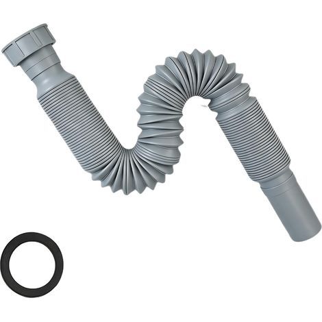 Pour Lavabo, Tuyau d'Évacuation Flexible Anti-Odeurs Avec Fil d'Acier Intégré, G1 1/4« (40,4 Mm) à G1 1/2 » (46,3 Mm) x 32 Mm, Adapté Aux Salles De Bains Et Cuisines (Gris) (1/4)