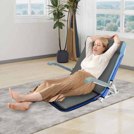 Dossier de lit réglable portable - support de sit - up pliant, support arrière, angle réglable de 20° - 75° [bleu] (1/5)