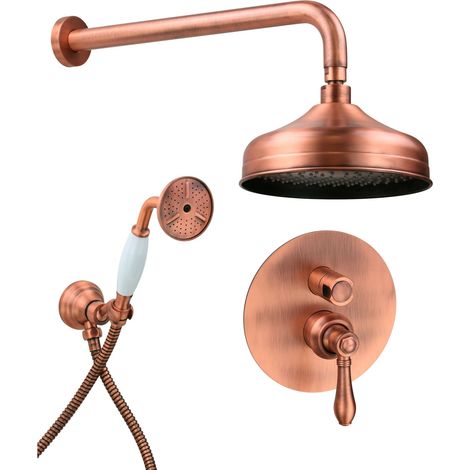 Kit doccia completo con miscelatore incasso 2 vie modello retrò colore rame Gattoni Oxford 3190/PDVC Rame (1/4)