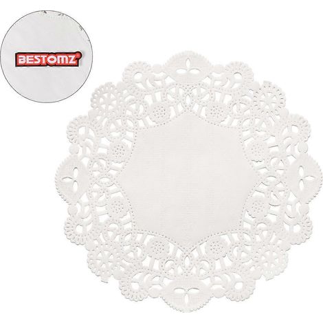 Papier d'emballage alimentaire Bestomz Napperons en dentelle blanche jetables de 14 cm (5,5 pouces) pour décorations de fête, 100 pièces (1/5)
