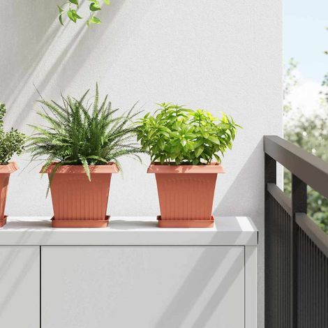 Quadratischer Blumentopf 6 pcs Ziegelrot 20 x 20 x 16 cm