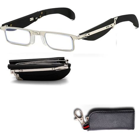 Lunettes de lecture pliables, petites et faciles à transporter, haute définition, protection anti-lumière bleue, pour personnes d'âge moyen et seniors, angle de vision de 150 degrés recommandé (50-54  (1/5)