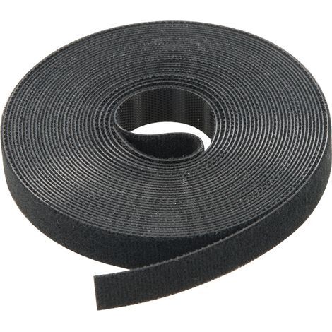 Ruban auto-agrippant noir 10mm x 25m – 100% nylon souple et réutilisable – Pour câbles, plantes et objets submergés – Fixman