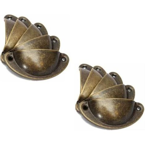 10 Stück Vintage-Muschelgriffe für Kommoden, Küchenmöbel, gebogene Schranktürgriffe aus Eisen, 8,2 cm x 3,5 cm, Antikmessing