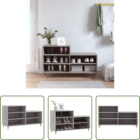 vidaXL Schuhregal Holz - Schuhregal Grau Sonoma 102x36x60 cm Holzwerkstoff (1/5)