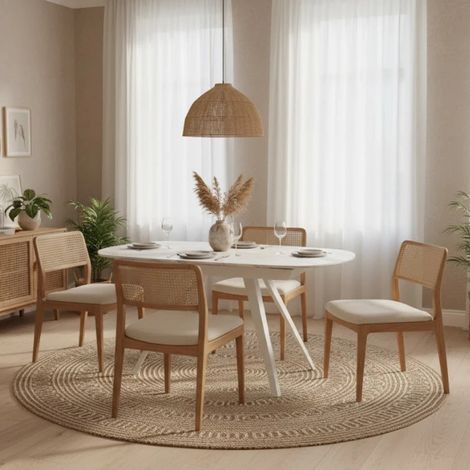 Spin, Tavolo allungabile con top in Ceramica Marmo bianco (90cm X 140/200cm H. 75cm)  Duzzle (1/5)