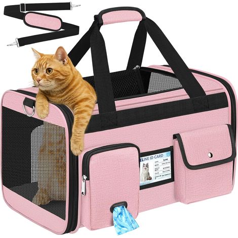 Caisse Transport Chien Chat - 1 Unité - Tissu Oxford 600D - Pliable et Respirant - Voyage Avion Voiture Vétérinaire - 45x28x28cm (1/5)