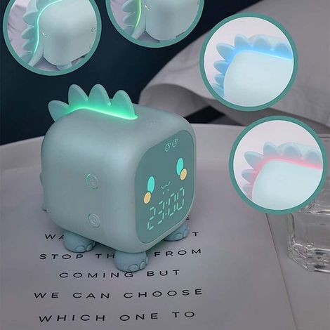 Simpatica sveglia digitale a forma di dinosauro con luce notturna per bambini - Regalo di compleanno - Alimentazione tramite USB (1/4)