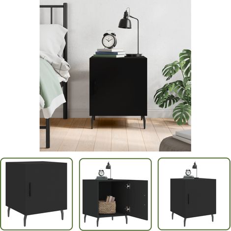 The Living Store Table de chevet noir 40x40x50 cm bois d’ingénierie - Table De Chevet - Meuble De Chambre - Armoire De Chevet - Commode - Design Moderne (1/5)