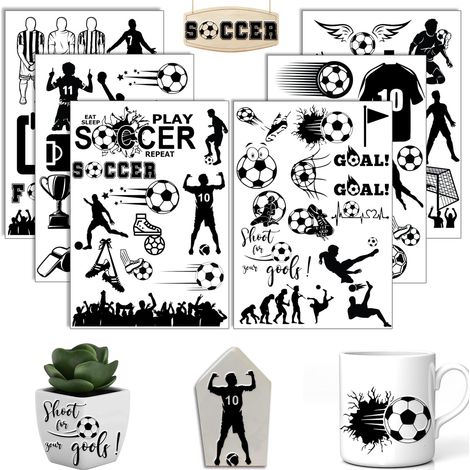 Lot de 6 autocollants Rub On - Format A5 - Motif football (1/5)