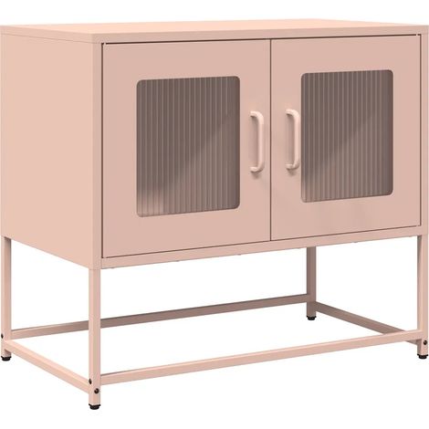 Mobile TV multifunzionale 68 x 39 x 60 cm grande spazio di archiviazione design moderno in acciaio laminato a freddo rosa 020049861