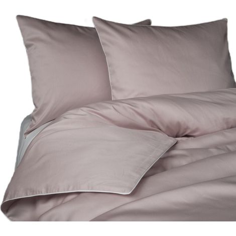 Parure de lit en pur coton Makosatin 160x200 Rose poudré Premium (1/5)
