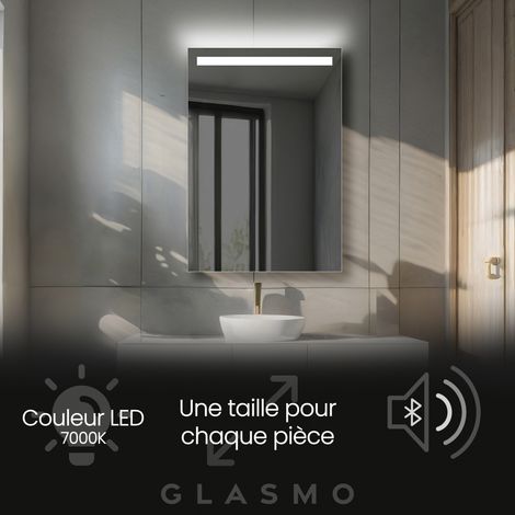 Moderne Miroir avec LED Illumination Salle de Bain 60x180 cm Tiana - Vertical Rectangulaire sur Mesure LED Lumineux Miroir avec Éclairage intégré - Blanc Froid 7000 K avec Haut Parleur (1/5)