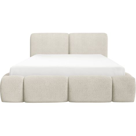 NORIA - Lit coffre tissu bouclette Beige 160x200cm (1/5)
