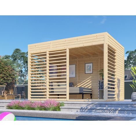 Pool House bois XL Bertilo avec plancher 7,65m² naturel
