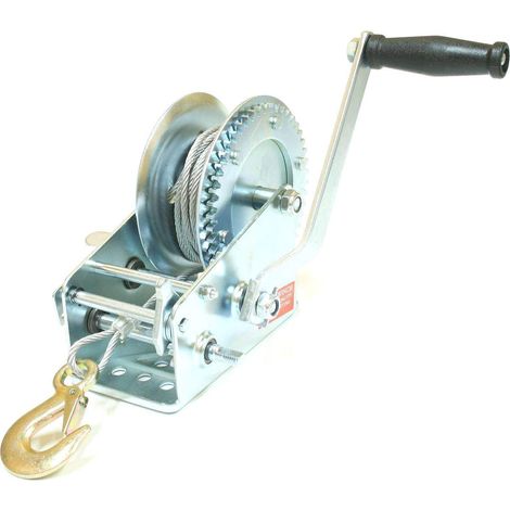 Varan Motors – Treuil manuel à manivelle H2500 – Capacité 2200kg avec poulie – Câble de 4.8mm x 8m – Pour remorque, quad, bateau