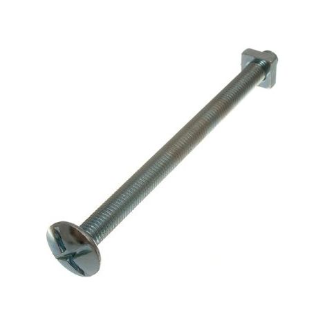 Boulons de toiture 24 x 8 mm – Tête cruciforme + écrou carré – ZP plaqué zinc 120 mm (M8)