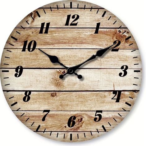 Horloge murale vintage en bois (30 cm), silencieuse, décoration de style campagnard, cadeau original pour une pendaison de crémaillère. (1/5)