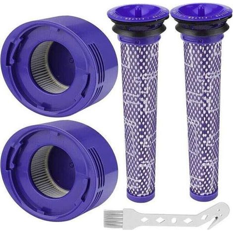 Filtre pour Dyson V8/V7, Filtres de Rechange Lavable pour Aspirateur Dyson et Animal, Avec 2 Post-Filtres HEPA, 2 Pré-Filtres, 1 Outil de Nett