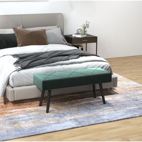MEUBLIV Panca da letto 100x36x45 cm verde, seduta imbottita effetto velluto (1/5)