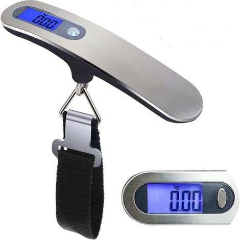 Balance à bagages numérique portable avec fonction tare, capacité de 50 kg (110 lb), idéale pour peser vos valises de voyage.