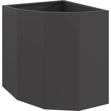 Macetero esquinero moderno optimizado para espacios de jardín 45 x 45 x 50 cm acero negro 020052908 (1/5)