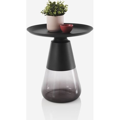 Runder Couchtisch Elios 50 aus Glas und Metall