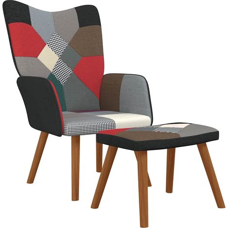 Poltrona Relax con Poggiapiedi in Tessuto Patchwork vidaXL (1/5)