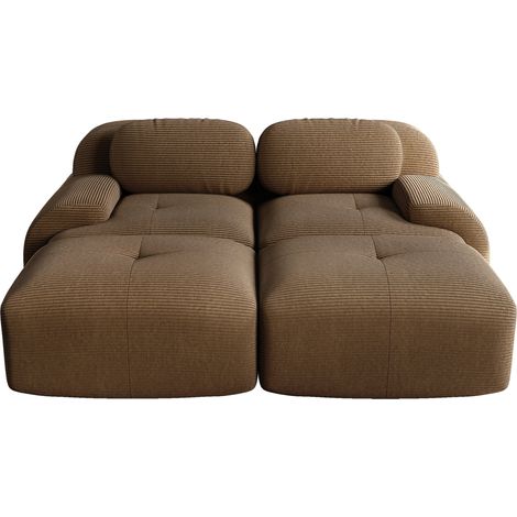 Sofá modular de 2 plazas en pana marrón con chaise longue (1/5)
