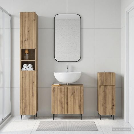 vidaXL 3 Piece Bathroom Cabinet Set ZWOLLE Artisan Oak Engineered Wood (1/5)