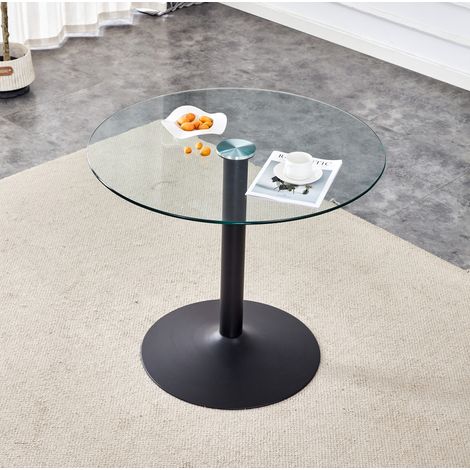 Tavolo pranzo rotondo vetro e metallo 85 cm OKMYHOME (1/5)