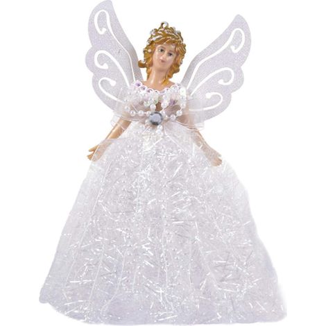 Angel - Christmas Tree Topper - 22 cm Height - Silver Wings - Eco-Friendly Material - For Home Tree Decoration - 1 Piece (1/5)