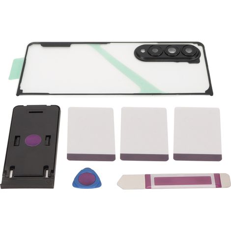 Coque arrière en verre transparent avec objectif de caméra et support pour Samsung Galaxy Z Fold 4 5G F936 avec objectif de caméra noir (1/5)