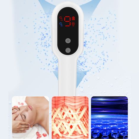 Peine eléctrico masajeador del cuero cabelludo con láser rojo y azul, 10 niveles de vibración, función de carga USB, ABS, 236 g, promueve el crecimiento del cabello, reduce el estrés. (1/5)