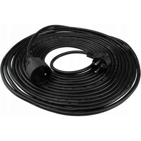 Cable alargador de 1 toma, 10 m, con o sin conector de 3x1,5 mm², color negro. (1/2)