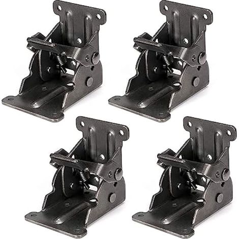 Lot de 2 supports de charnière pliables noirs avec vis de verrouillage pour pieds de table, pieds de lit (1/2)
