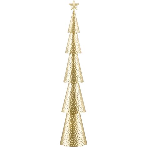 Sapin de Noël décoratif en fer effet martelé doré pour cheminée et fenêtre 17,5 x 9 x 90,5 cm - PANGIVO (1/3)