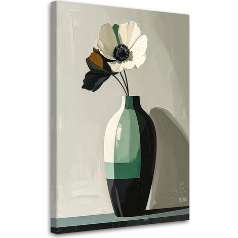 Stampe su Tela, Fiore bianco in un vaso di vetro verde - 40x60 (1/2)