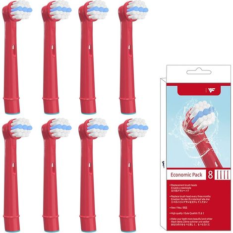 Lot de 8 têtes de brosse à dents pour enfant Oral B -Brossettes de rechange pour brosse à dents électrique Braun -Brossettes Oral B de rechange pour les à dents compatibles avec la série (1/5)