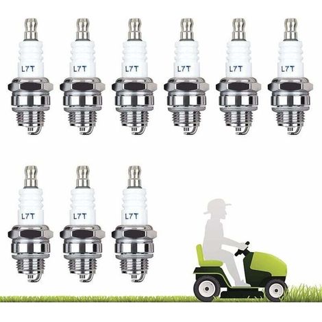 Pièces pour tondeuses à gazon, lot de 10 bougies d'allumage L7T, adaptées aux débroussailleuses, tondeuses à gazon et moteurs à deux temps. (1/5)