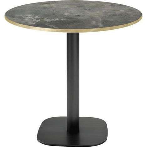 Table ronde Ø 70 cm - modèle Round pierre métallisée chants laiton