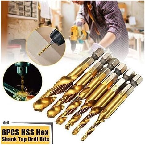 Machos y roscas métricas de 1/4" fabricadas en acero rápido (M3-M10), acero de alta velocidad (recubierto de titanio) – para una alta dureza y resistencia a la corrosión (1/5)